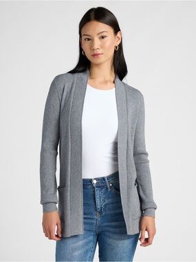Staccato Gray Open-Front Knit Cardigan